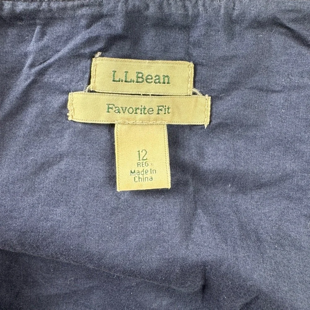LL Bean Favorite Fit Navy Blue Eyelet Cotton‎ A-Line Mini Skirt Womens 12 Reg